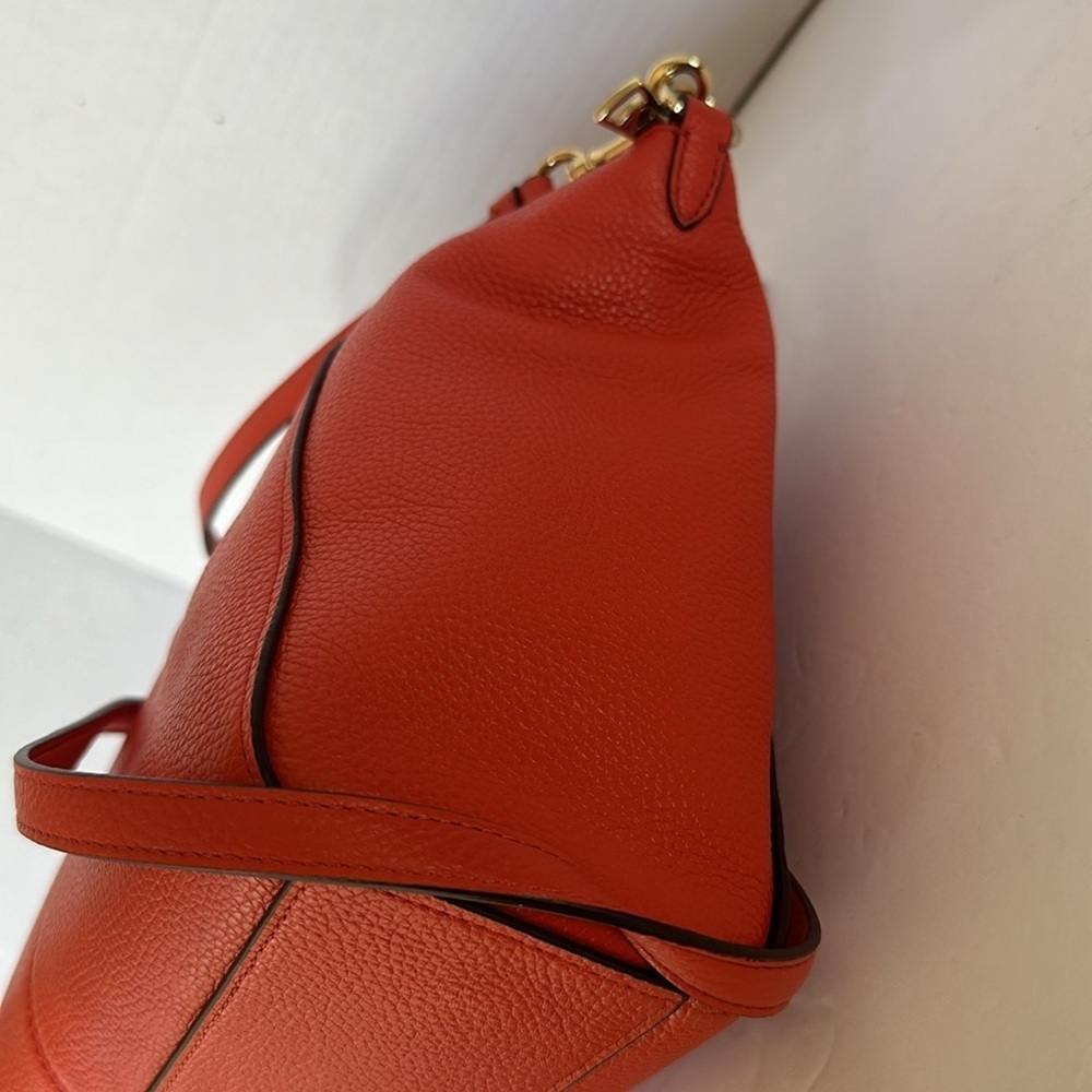 Coach Prairie Satchel Deep Coral Pebble Leather Medium Crossbody Bag - Picture 11 of 16